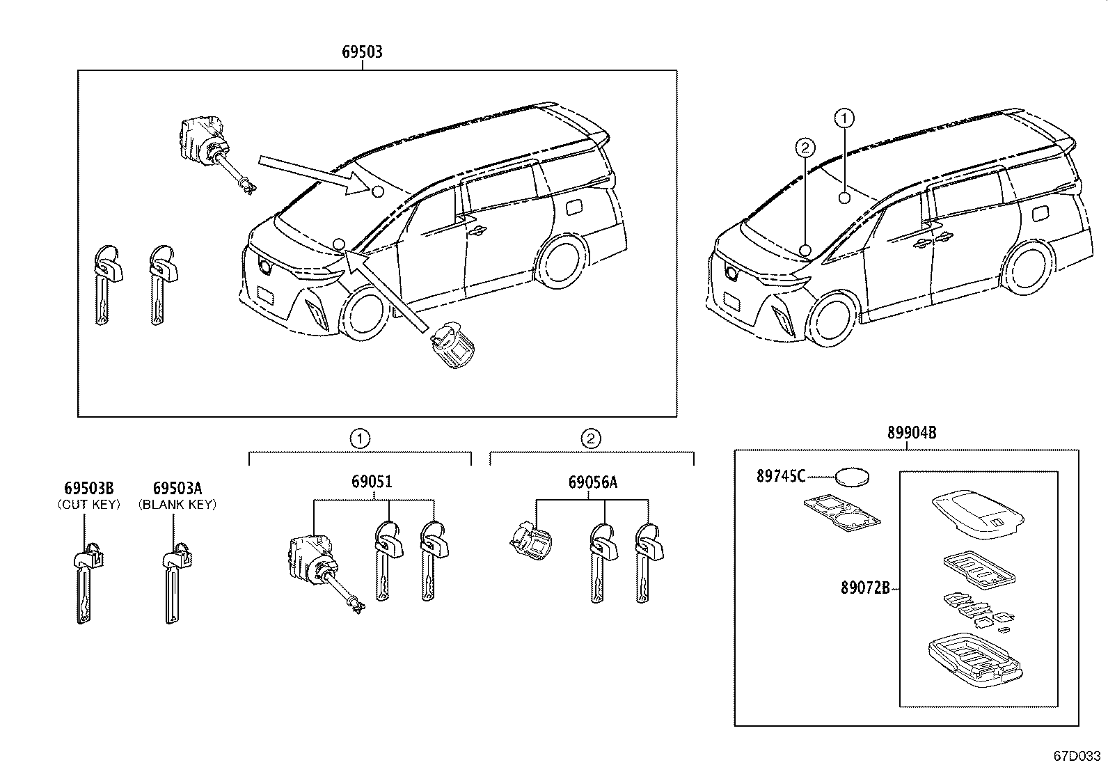 69052-V2010 CYLINDER & KEY SET, DOOR LOCK, LH product image