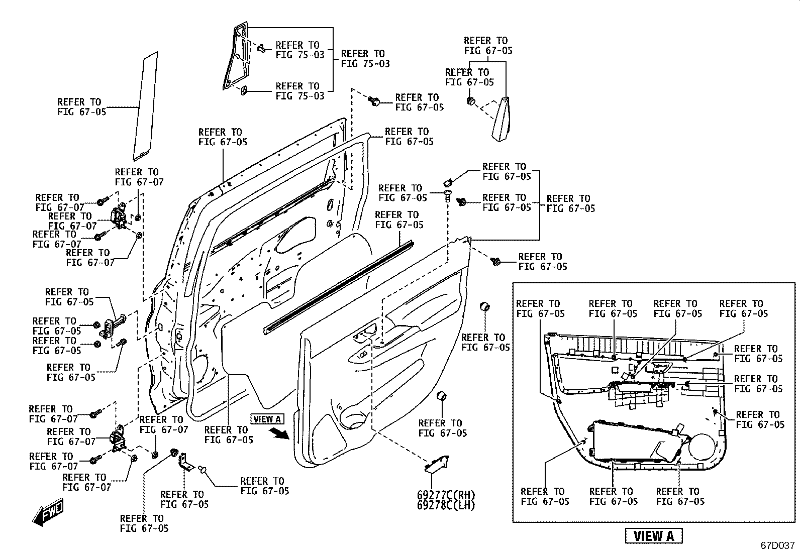 69240-WC016 HANDLE ASSY, REAR DOOR OUTSIDE, LH product image