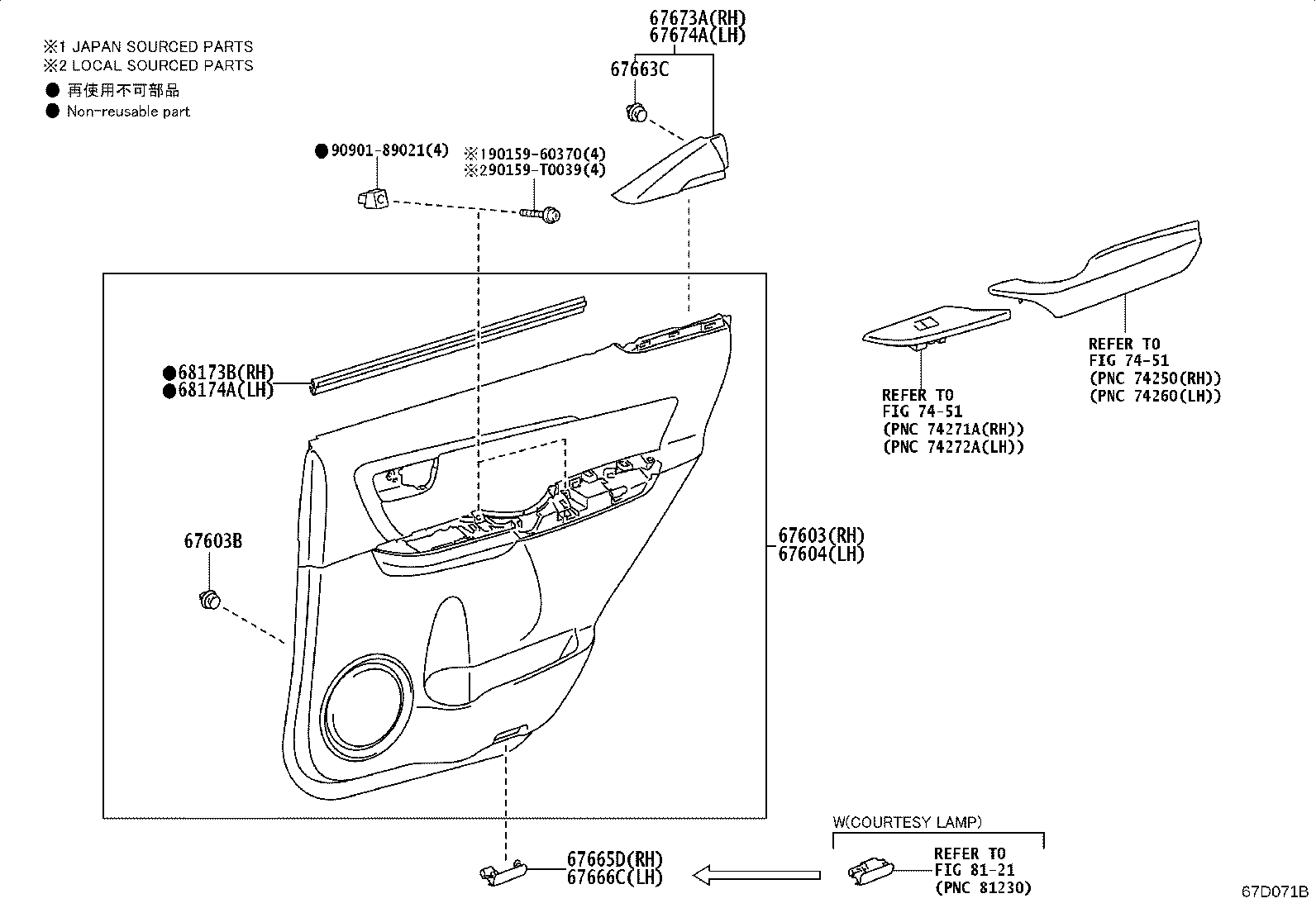 68113-0K490 GLASS SUB-ASSY, REAR DOOR, RH product image