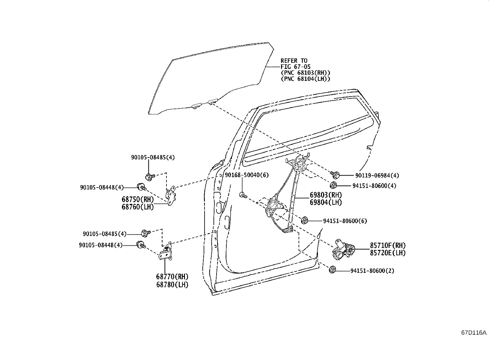 69803-30280 REGULATOR SUB-ASSY, REAR DOOR WINDOW, RH product image