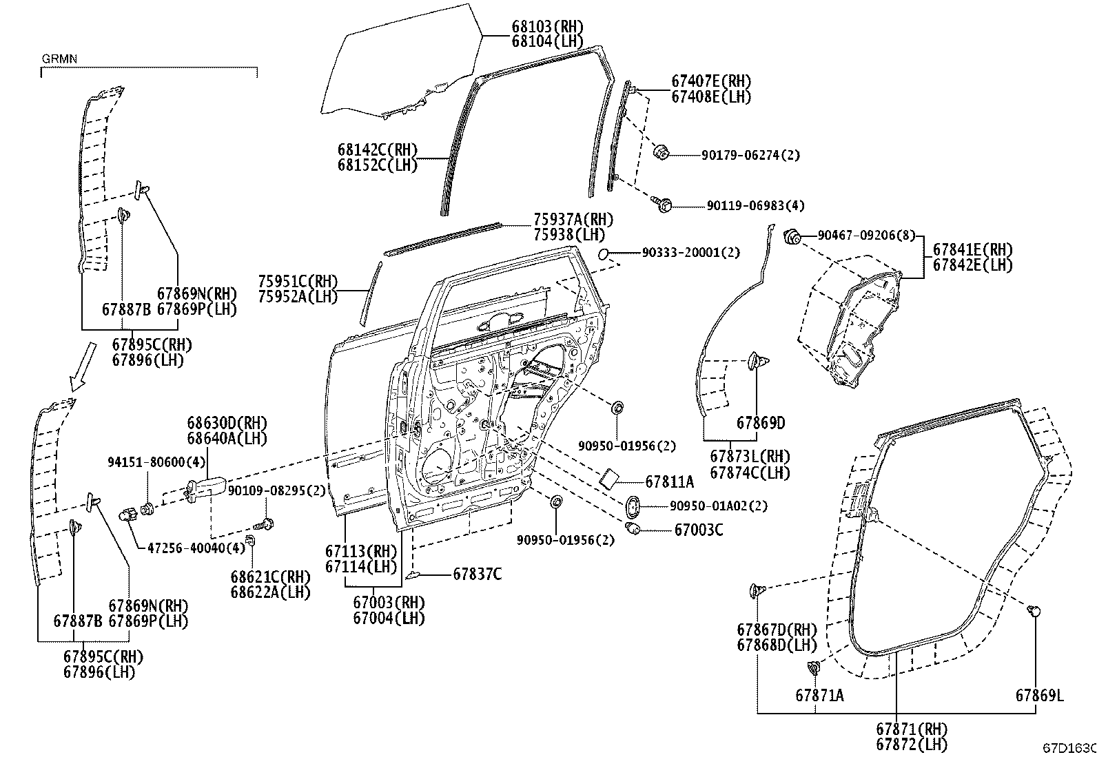 67003-40140 PANEL SUB-ASSY, REAR DOOR, RH product image