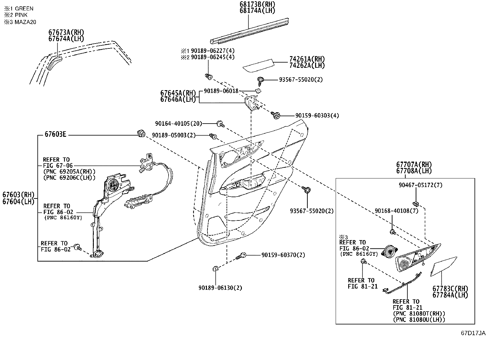 68103-78060 GLASS SUB-ASSY, REAR DOOR, RH product image