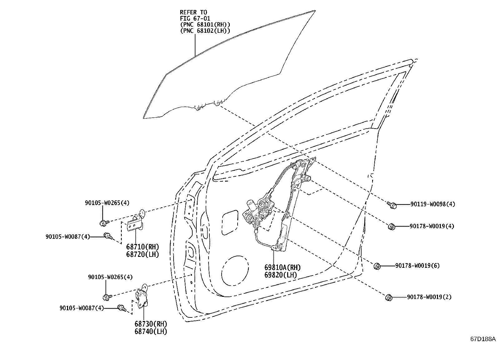 69820-F4051 REGULATOR ASSY, FRONT DOOR WINDOW, LH product image