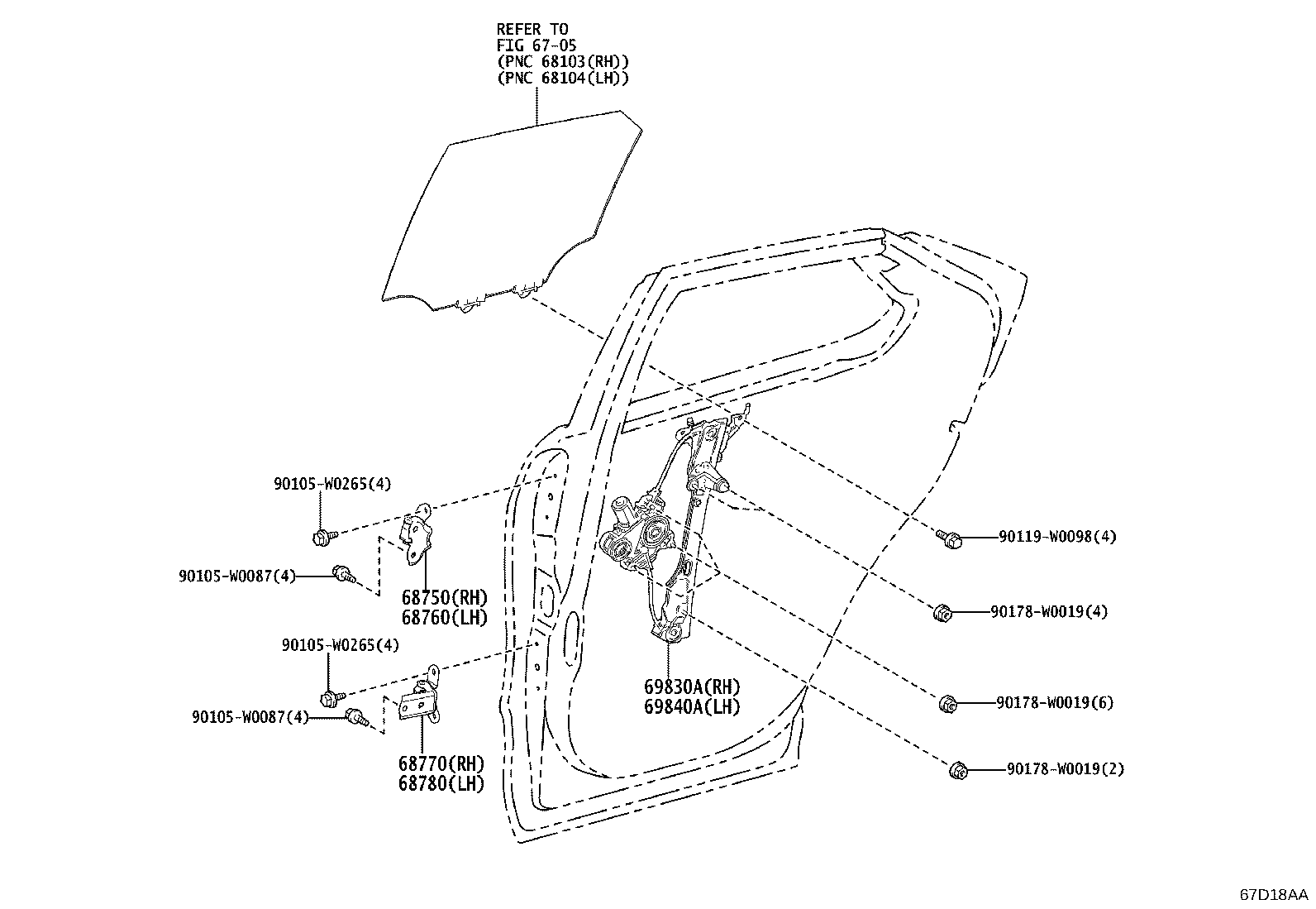 69830-F4050 REGULATOR ASSY, REAR DOOR WINDOW, RH product image