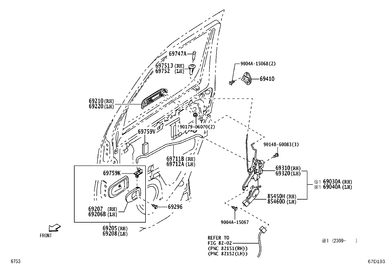 69271-BZ010-C0 HANDLE SUB-ASSY, FRONT DOOR INSIDE, LH product image