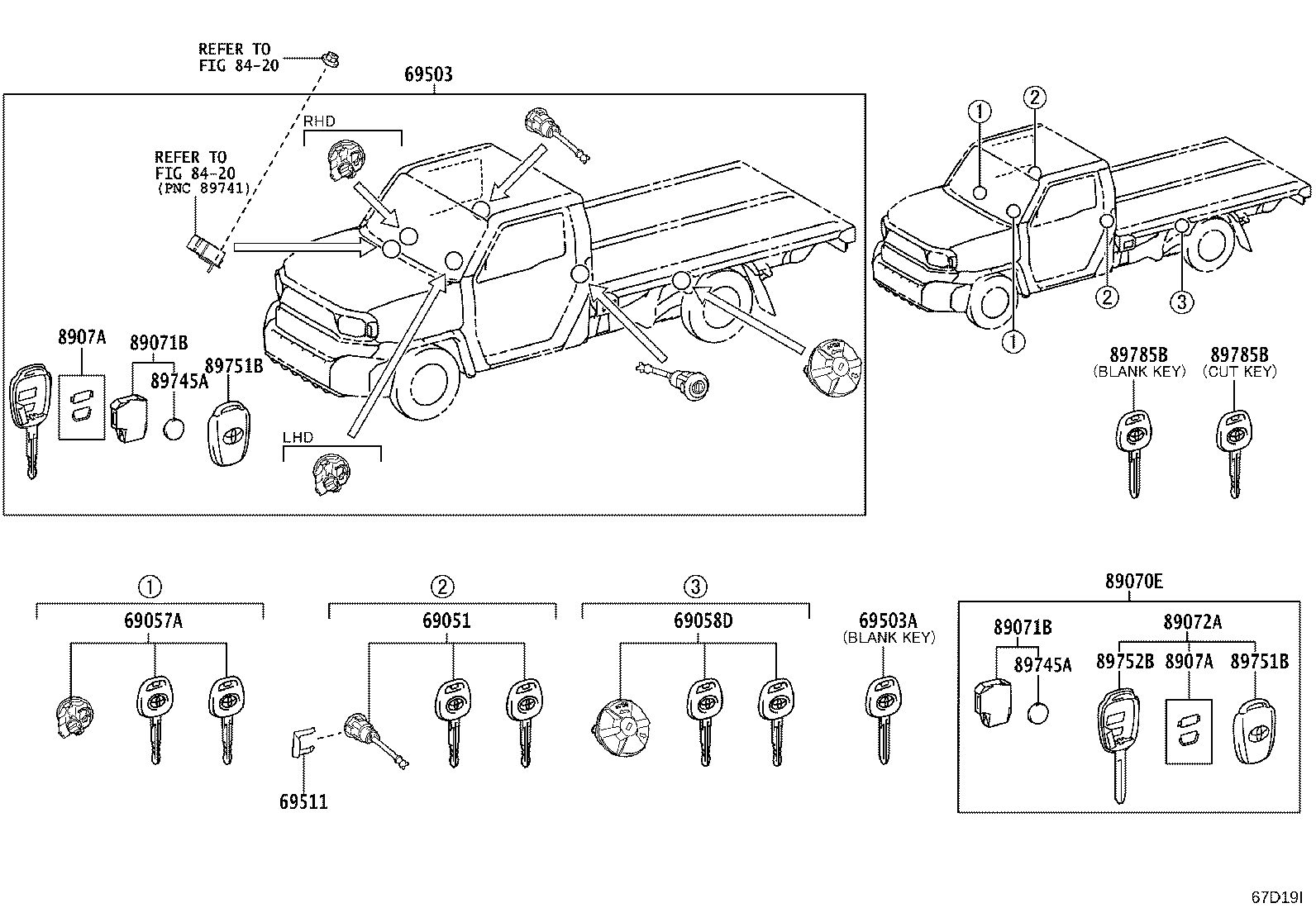 69005-0KM90 CYLINDER SET, LOCK product image