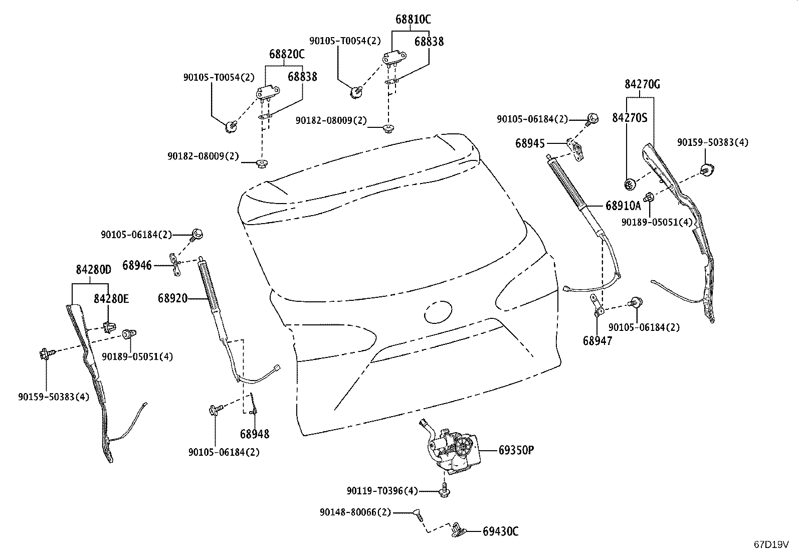 68810-16060 HINGE ASSY, BACK DOOR, RH product image