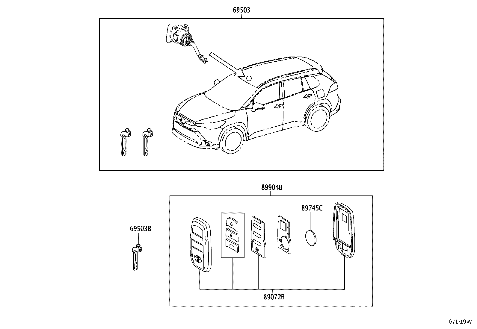 89072-16100 HOUSING SET, DOOR CONTROL TRANSMITTER (FOR SMART KEY) product image