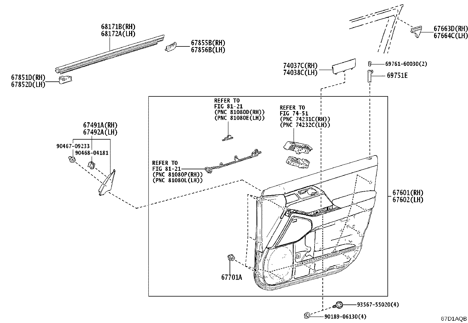 67865-60020 WEATHERSTRIP, FRONT DOOR, NO.3 RH product image