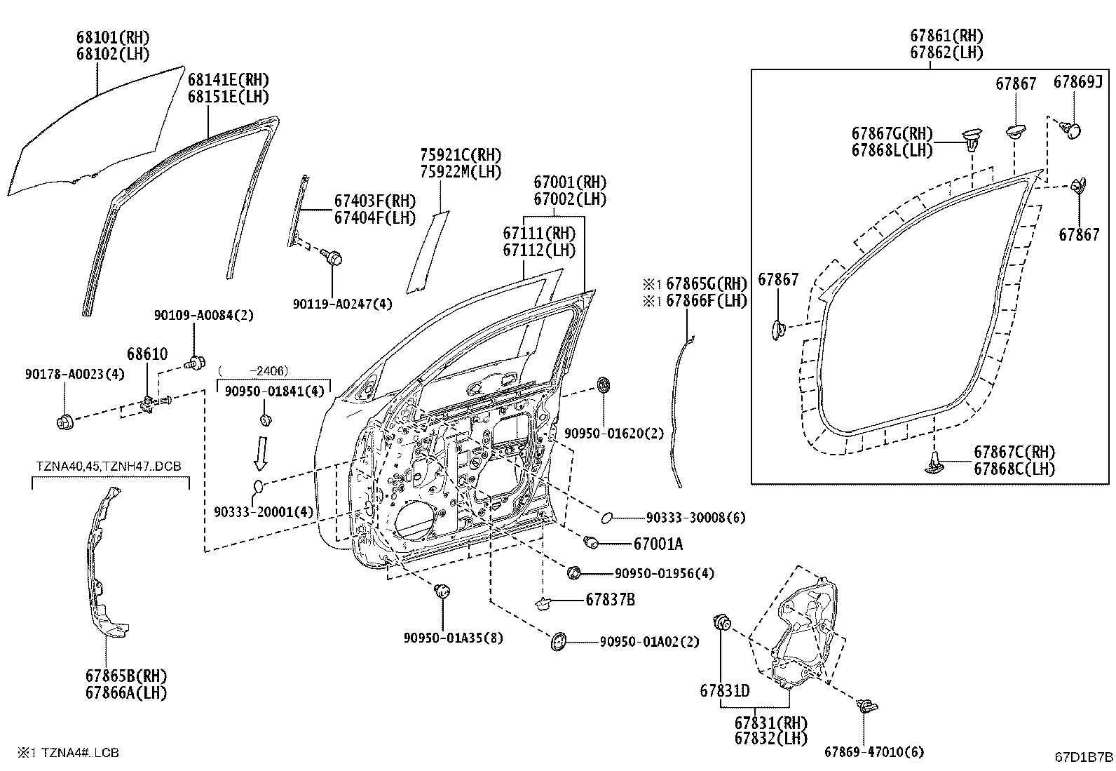 Toyota 67610-AK070-20 BOARD SUB-ASSY, FRONT DOOR TRIM, RH