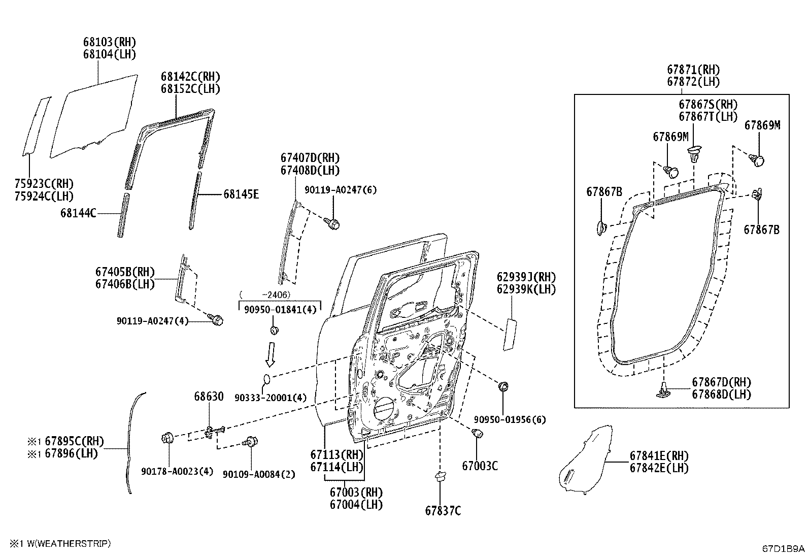 Toyota 67004-AK010 PANEL SUB-ASSY, REAR DOOR, LH