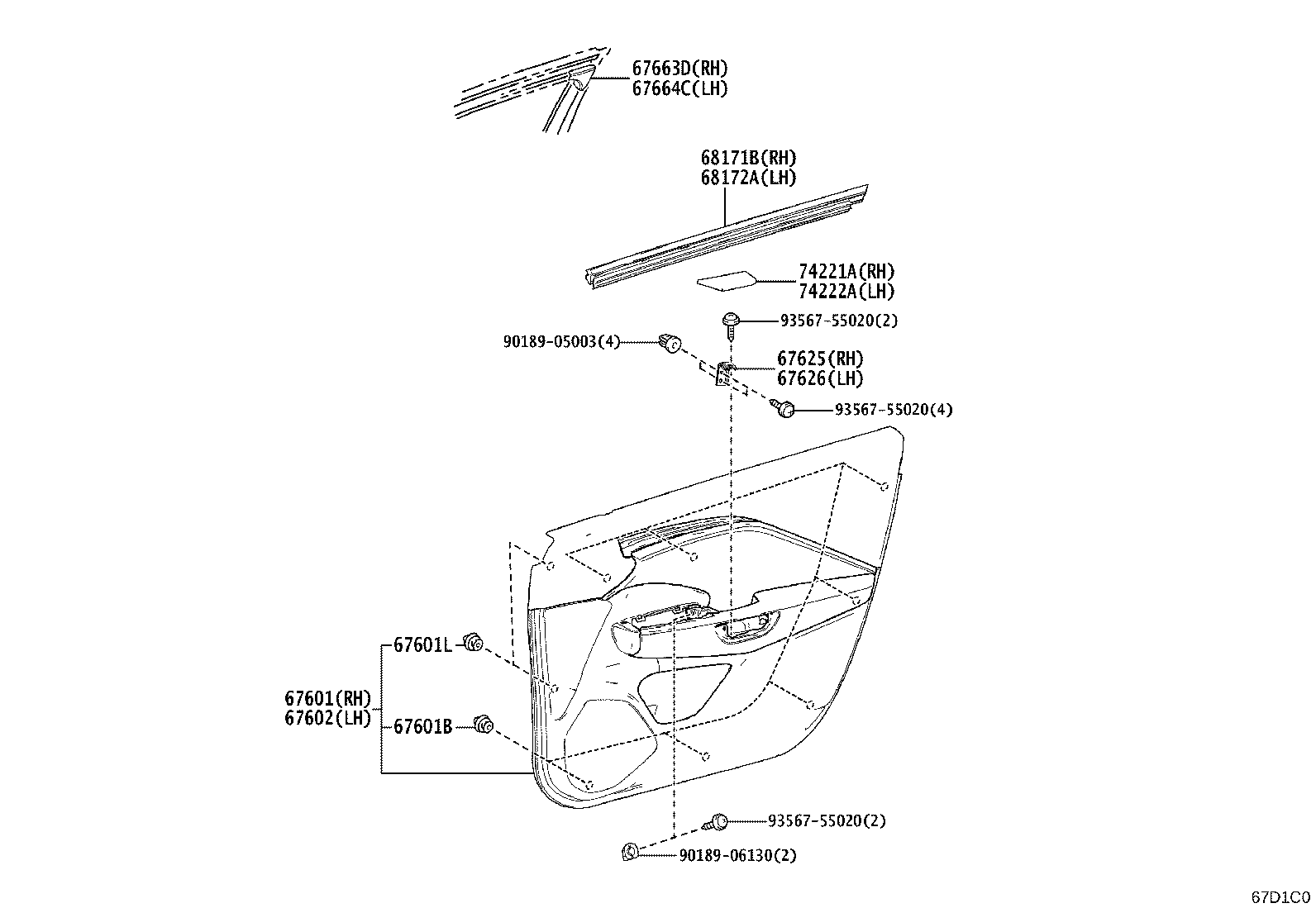 67404-52270 FRAME SUB-ASSY, FRONT DOOR, REAR LOWER LH product image