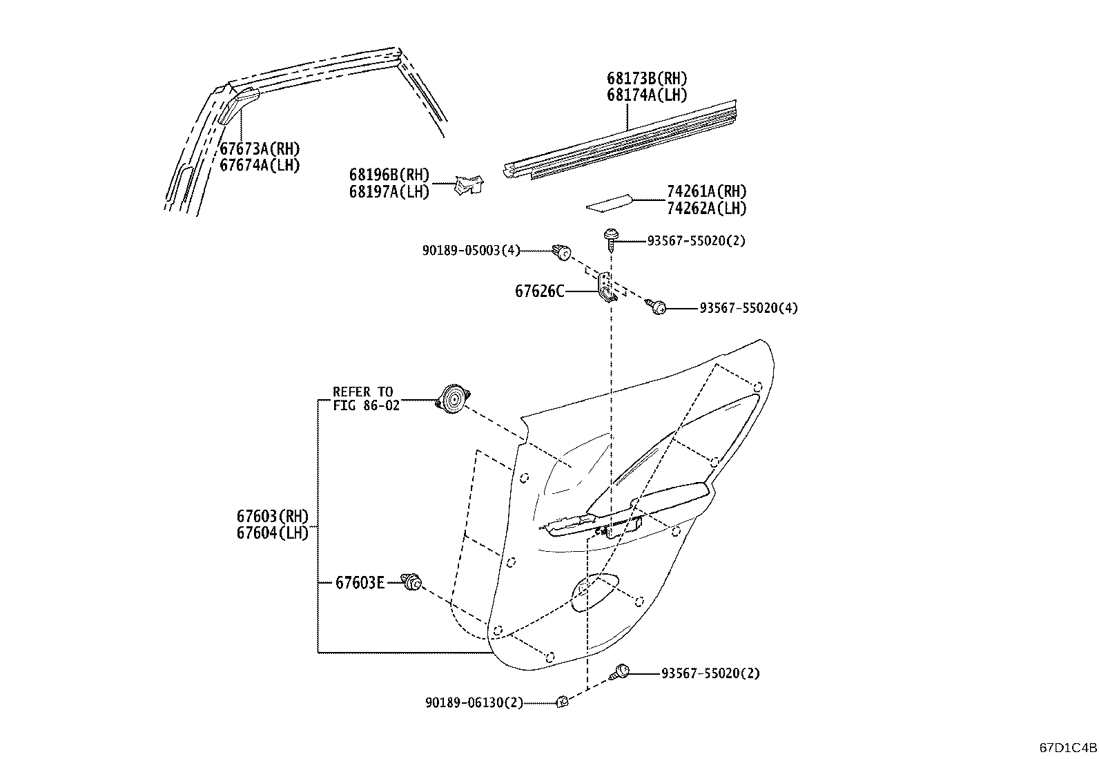 67871-52280 WEATHERSTRIP, REAR DOOR, RH product image