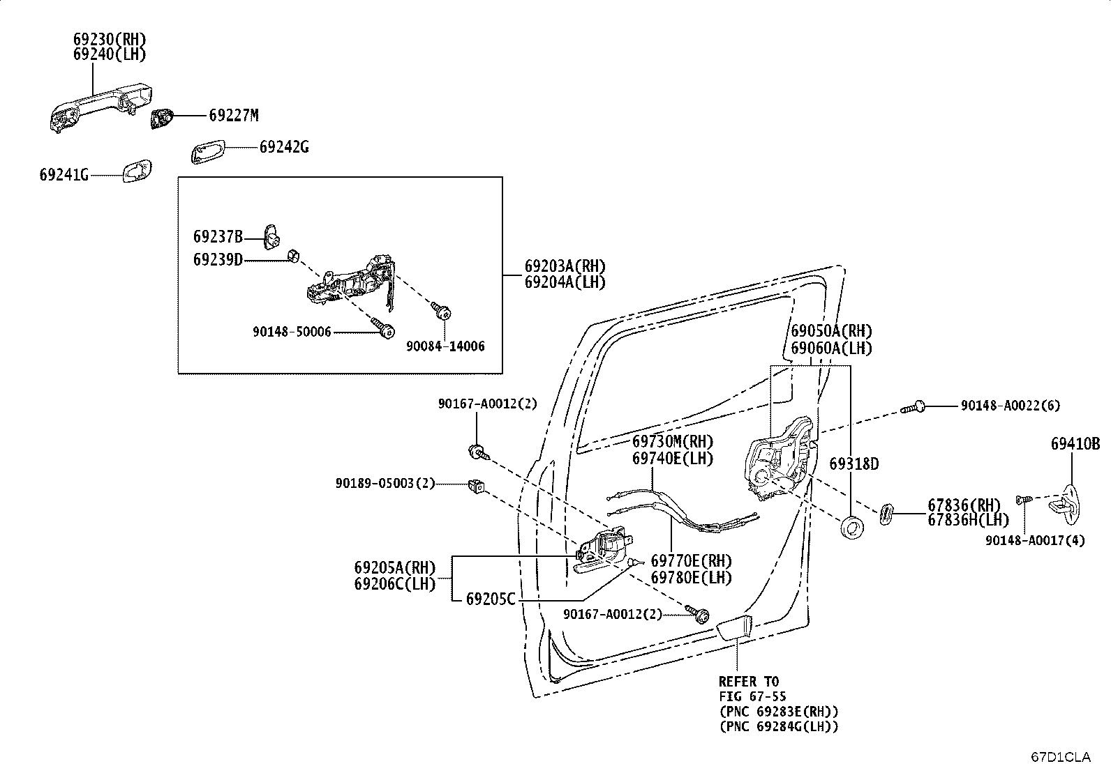 Toyota 69211-0C040-E2 HANDLE ASSY, REAR DOOR OUTSIDE, RH