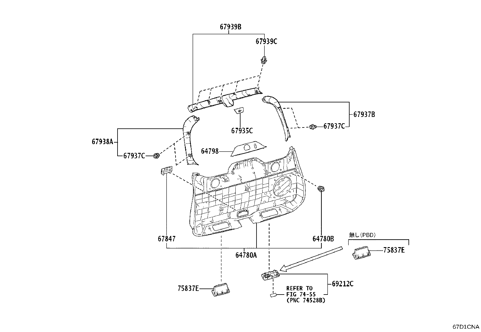 76801-60560-F0 GARNISH SUB-ASSY, BACK DOOR, OUTSIDE product image