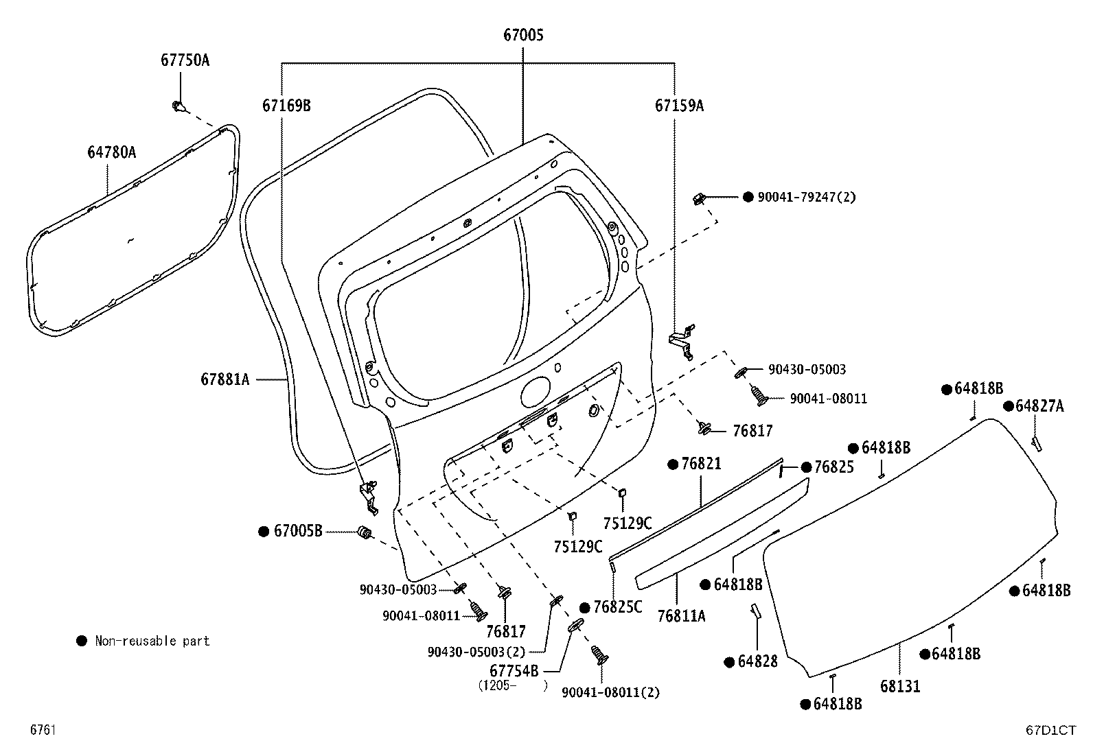 67754-BZ040 SPACER, BACK DOOR TRIM product image