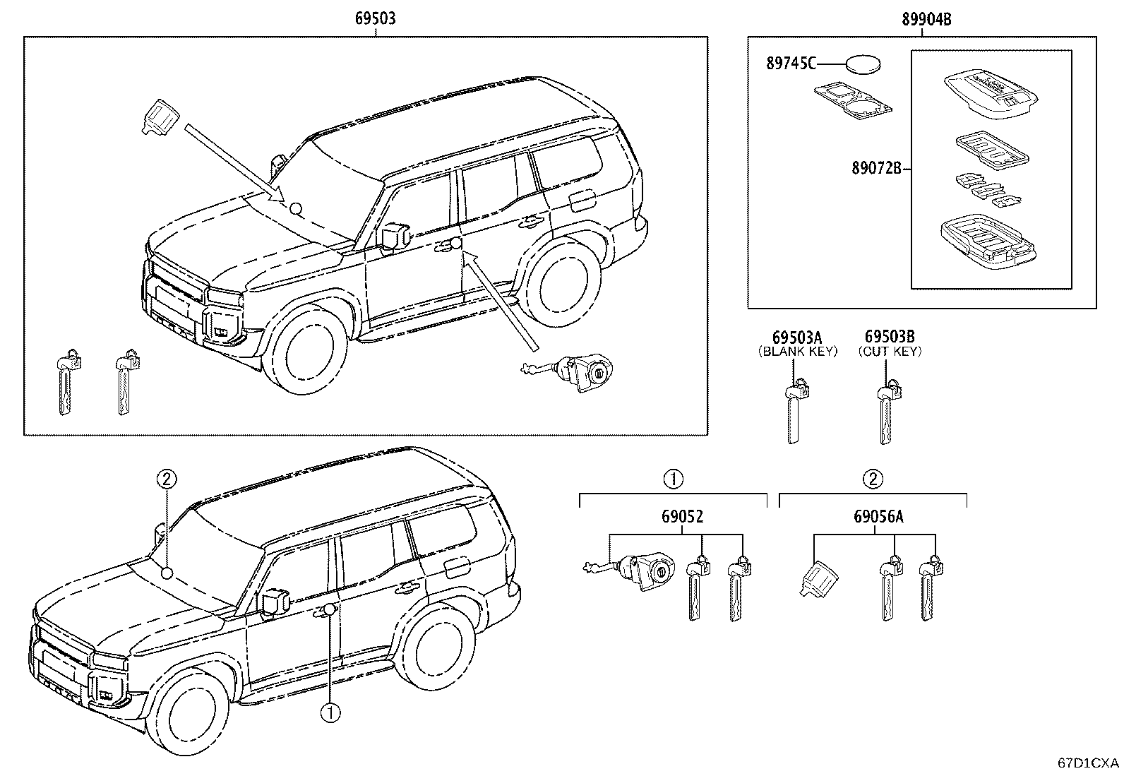 Toyota 69005-60Q00 CYLINDER SET, LOCK