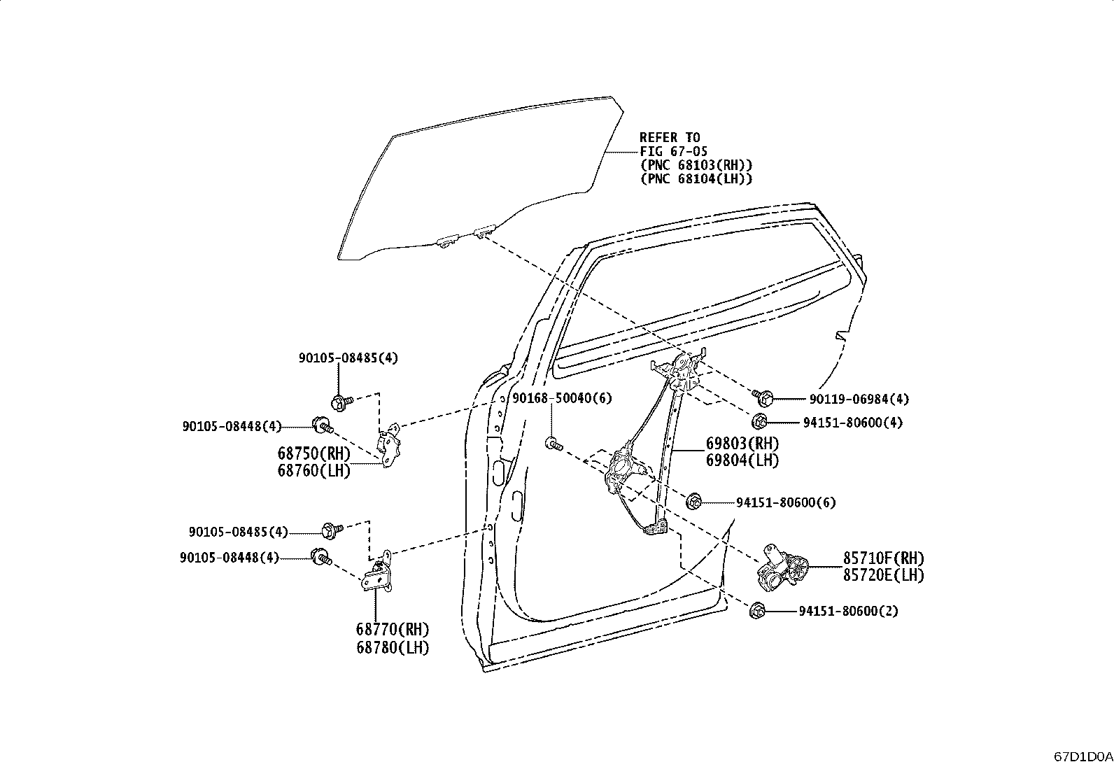 69804-30290 REGULATOR SUB-ASSY, REAR DOOR WINDOW, LH product image