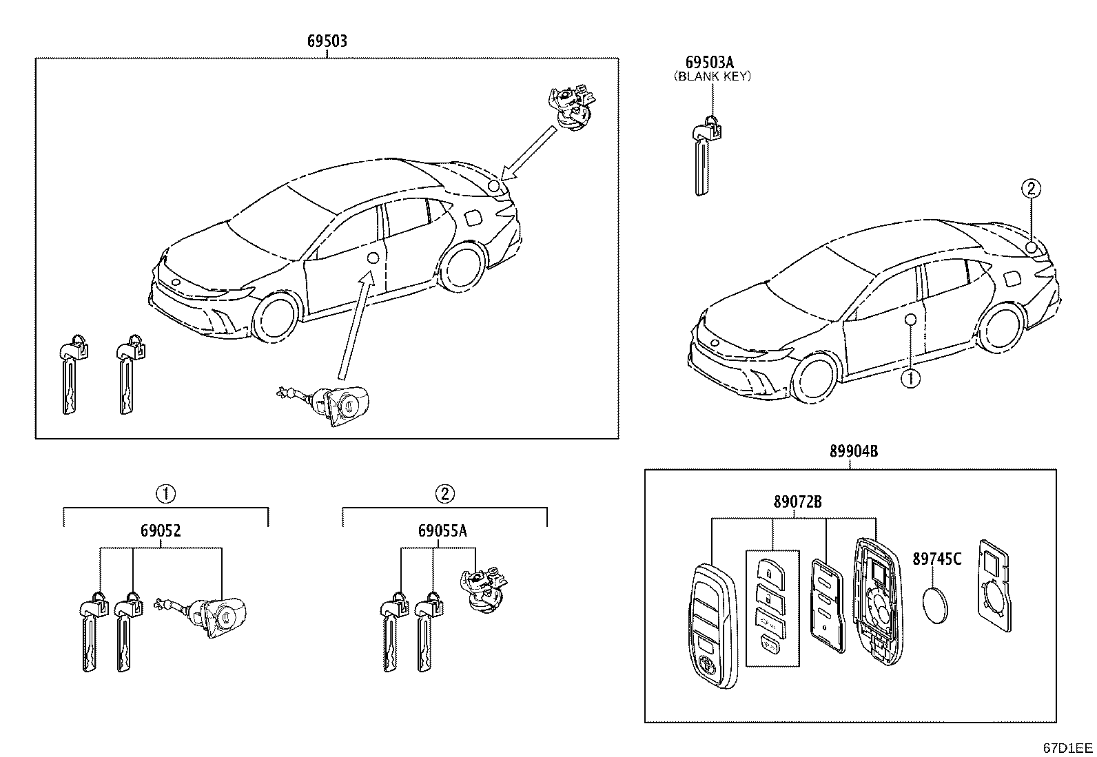 89072-AQ030 HOUSING SET, DOOR CONTROL TRANSMITTER (FOR SMART KEY) product image