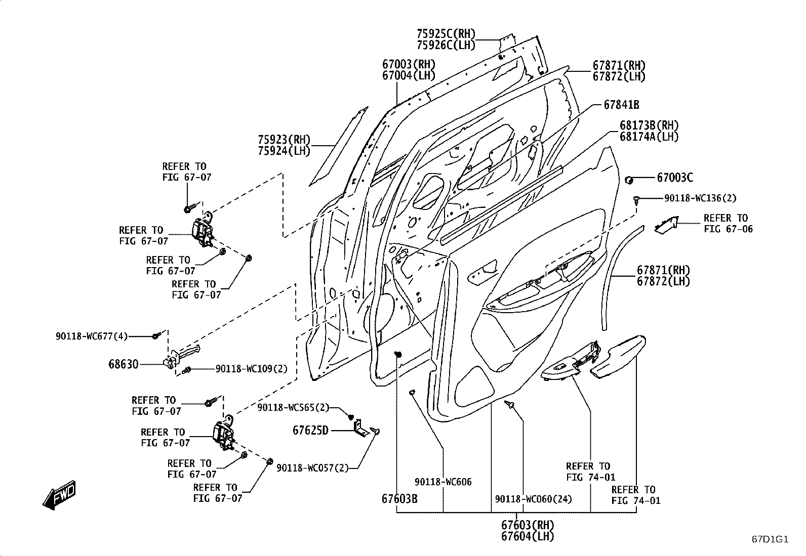 67004-WC013 PANEL SUB-ASSY, REAR DOOR, LH product image