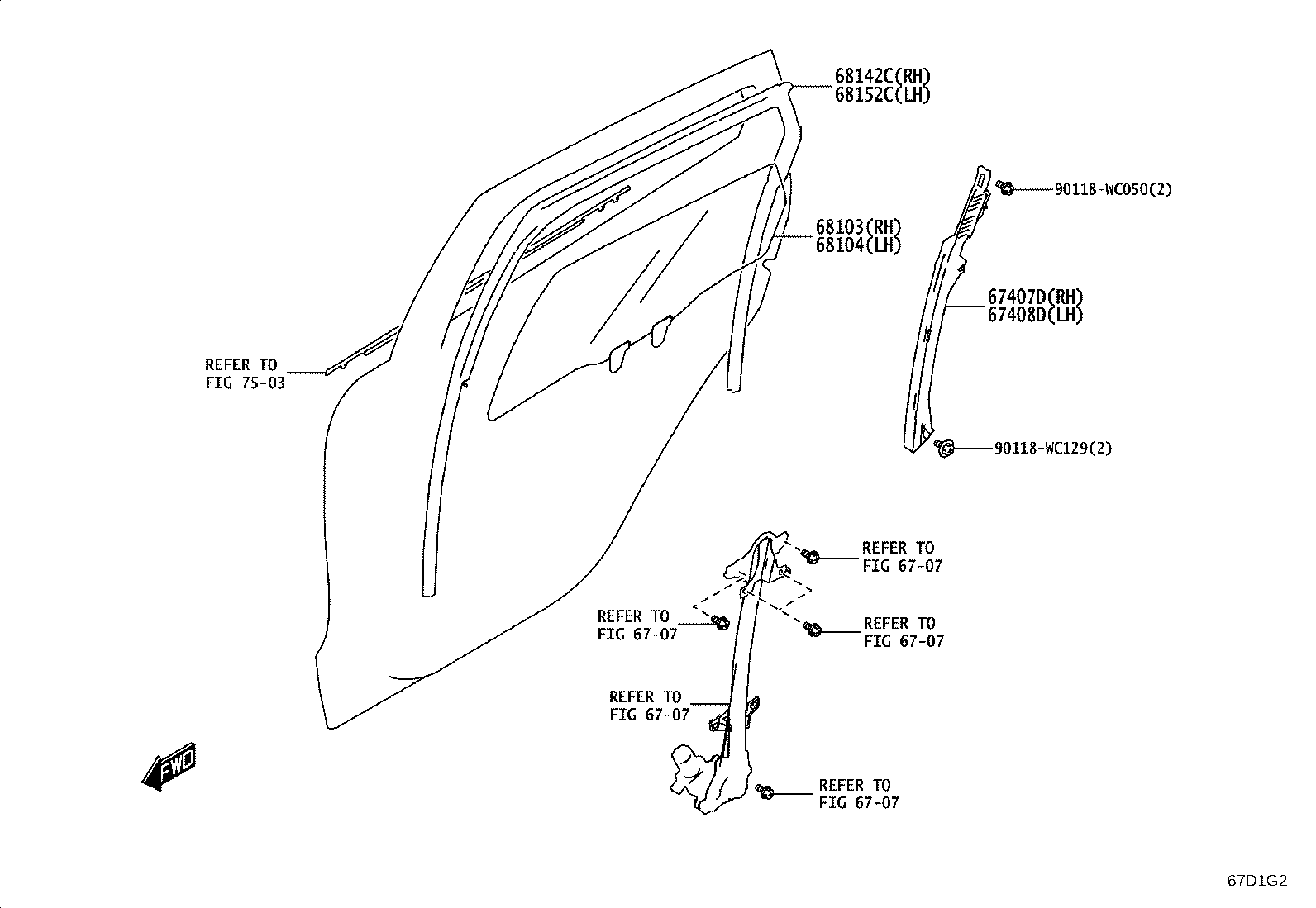 67004-WC013 PANEL SUB-ASSY, REAR DOOR, LH product image