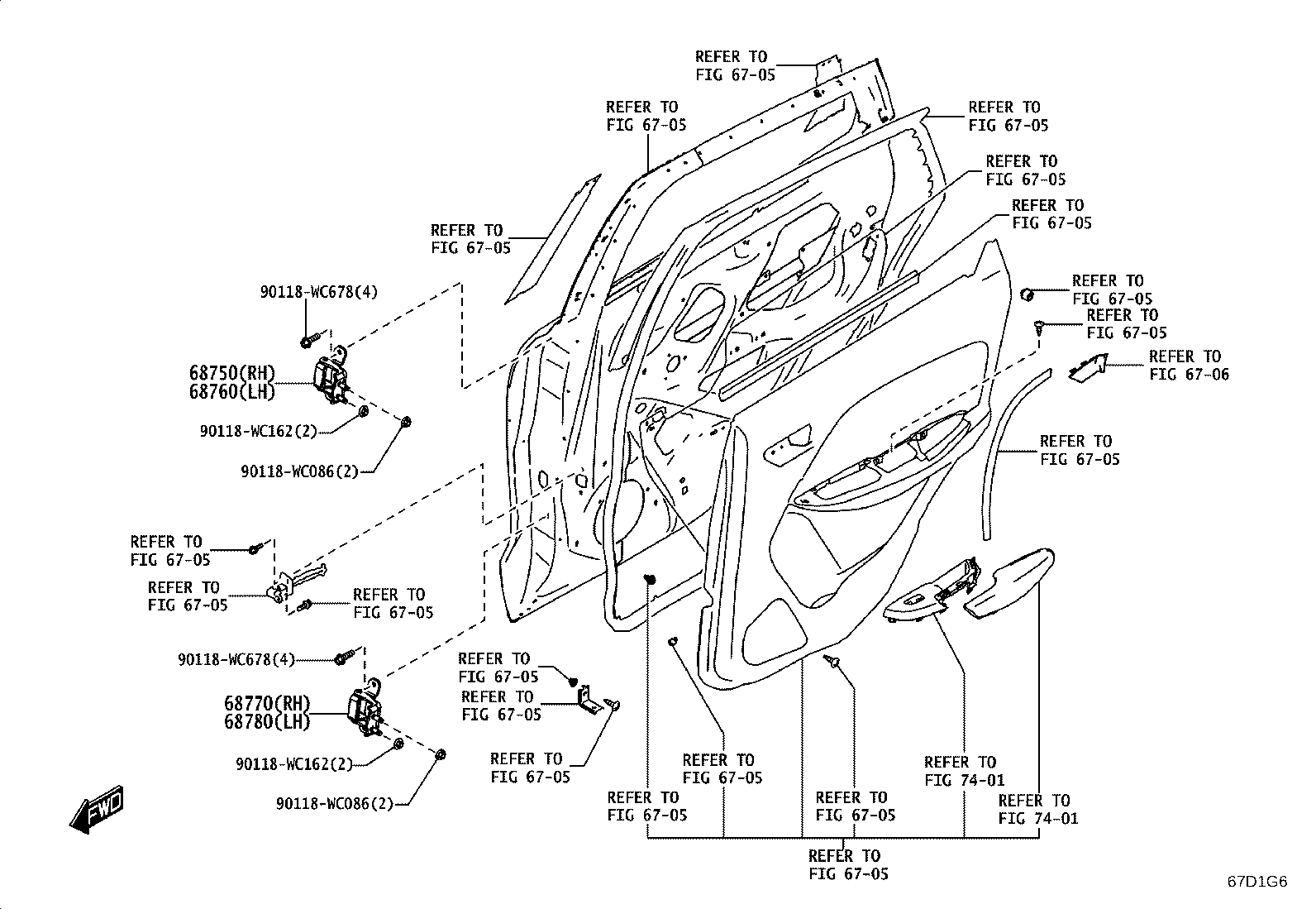 68750-WC004 HINGE ASSY, REAR DOOR, UPPER RH product image