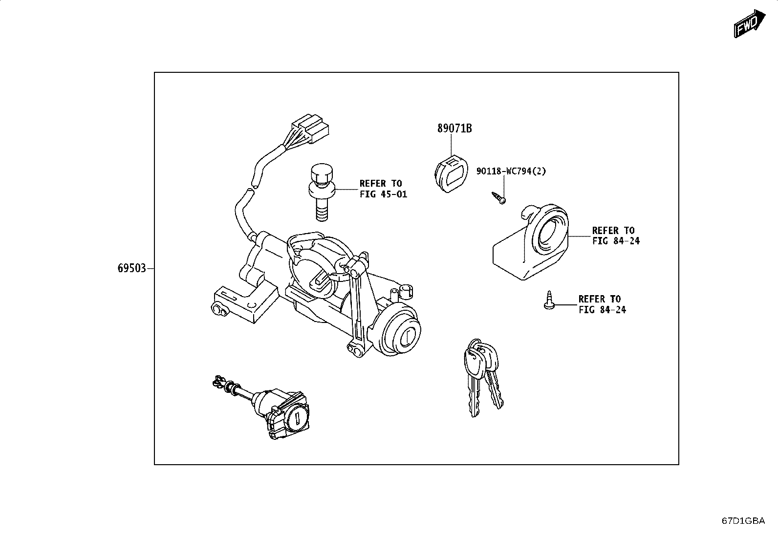 69005-WC038 CYLINDER SET, LOCK product image