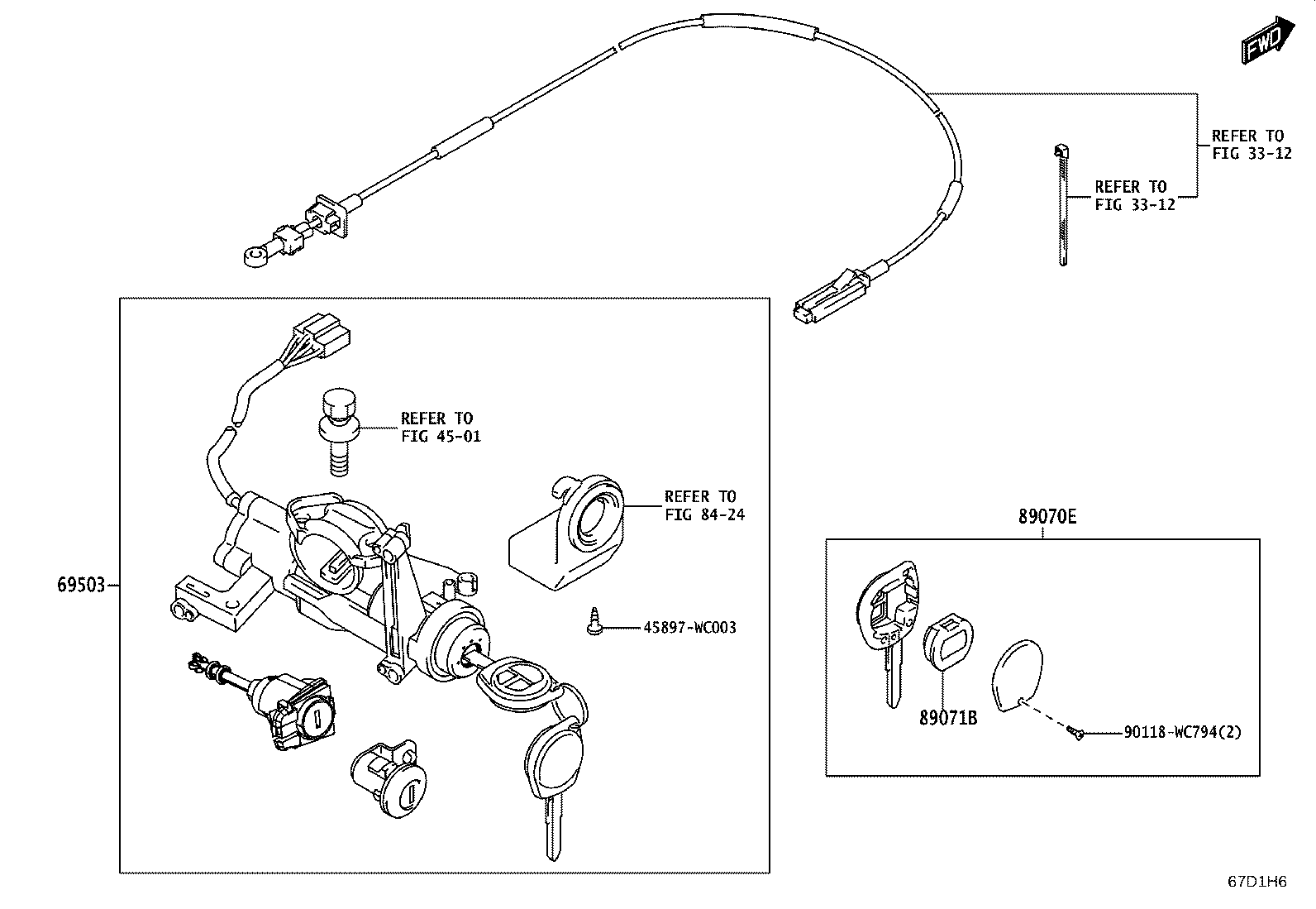 69005-WC040 CYLINDER & KEY SET, DOOR LOCK, RH product image