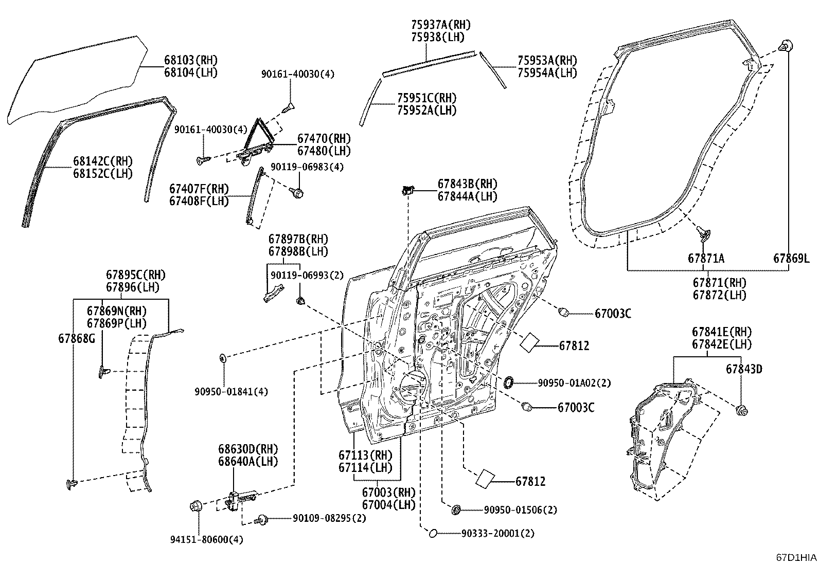 Toyota 67004-30780 PANEL SUB-ASSY, REAR DOOR, LH