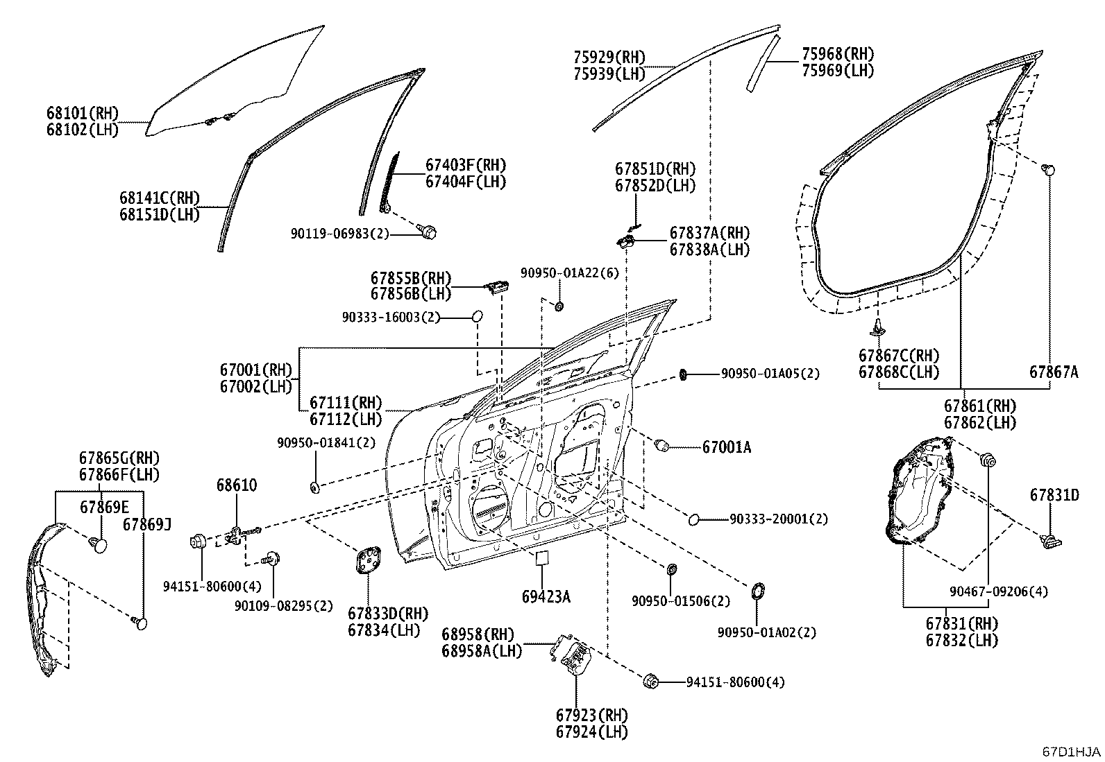Toyota 67001-30B00 PANEL SUB-ASSY, FRONT DOOR, RH