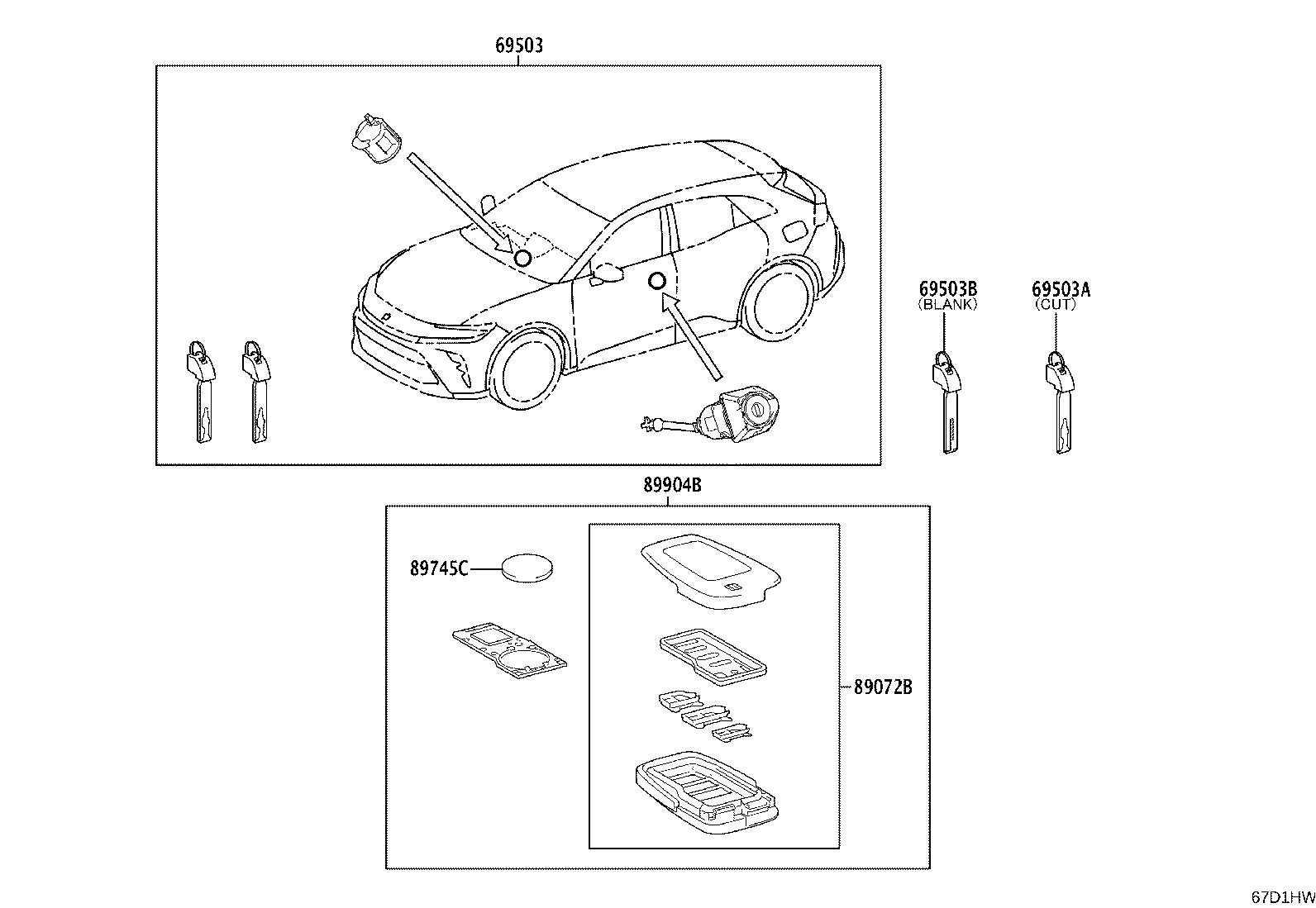 89072-30B80 HOUSING SET, DOOR CONTROL TRANSMITTER (FOR SMART KEY) product image