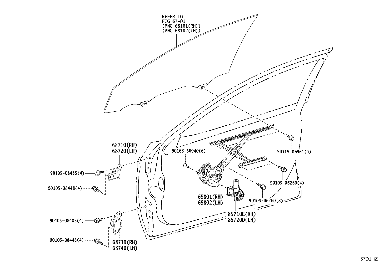 69801-52140 REGULATOR SUB-ASSY, FRONT DOOR WINDOW, RH product image
