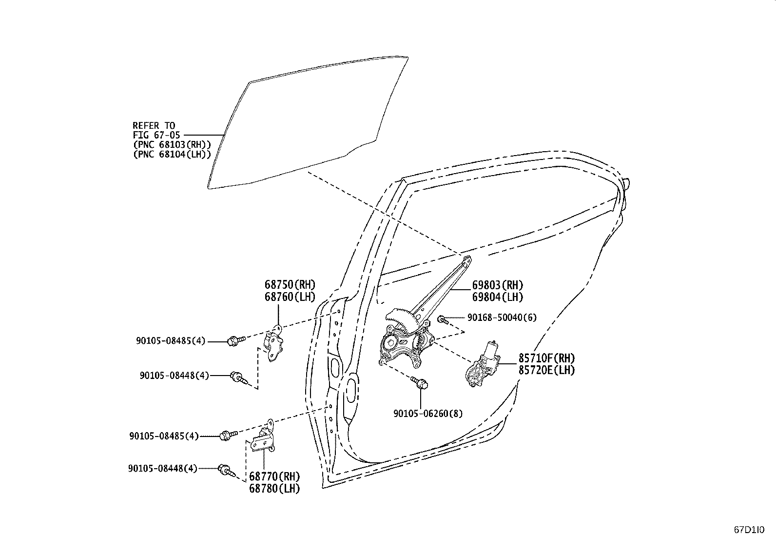 69803-33090 REGULATOR SUB-ASSY, REAR DOOR WINDOW, RH product image