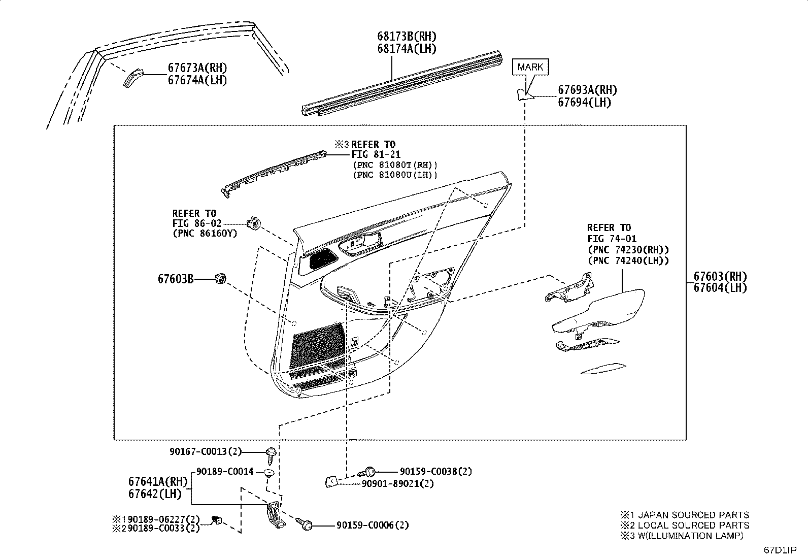 67003-07080 PANEL SUB-ASSY, REAR DOOR, RH product image