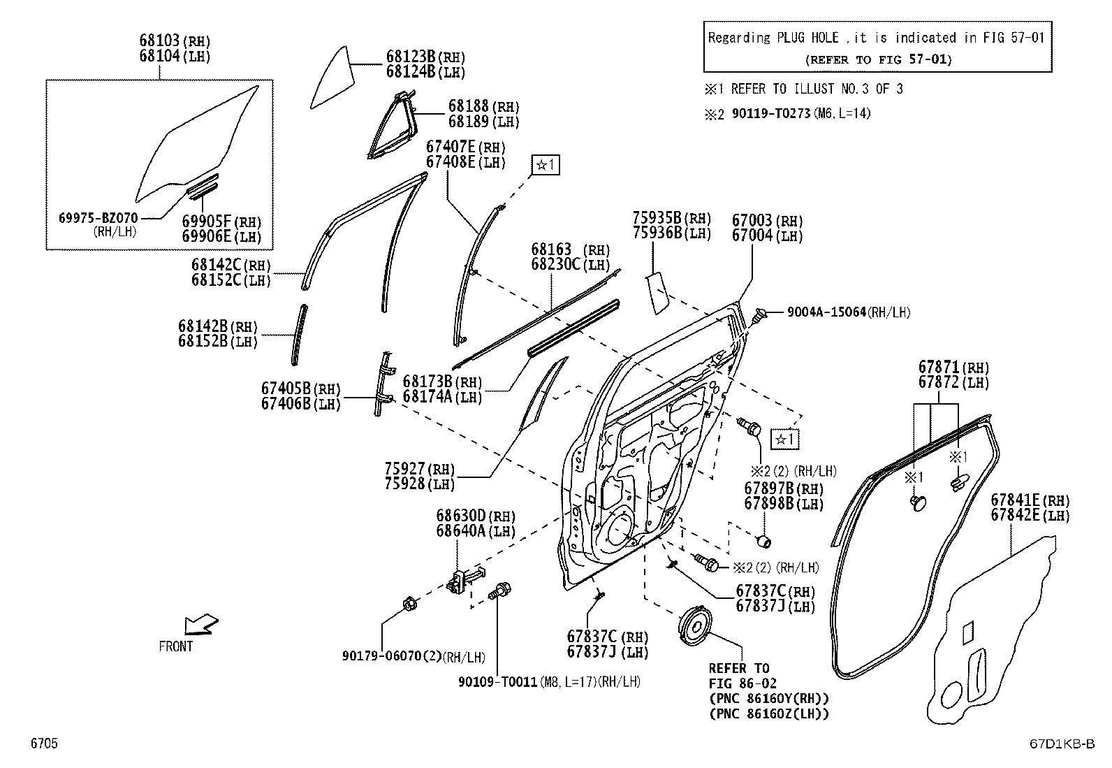 67405-BZ100 GUIDE SUB-ASSY, REAR DOOR WINDOW, FRONT RH product image
