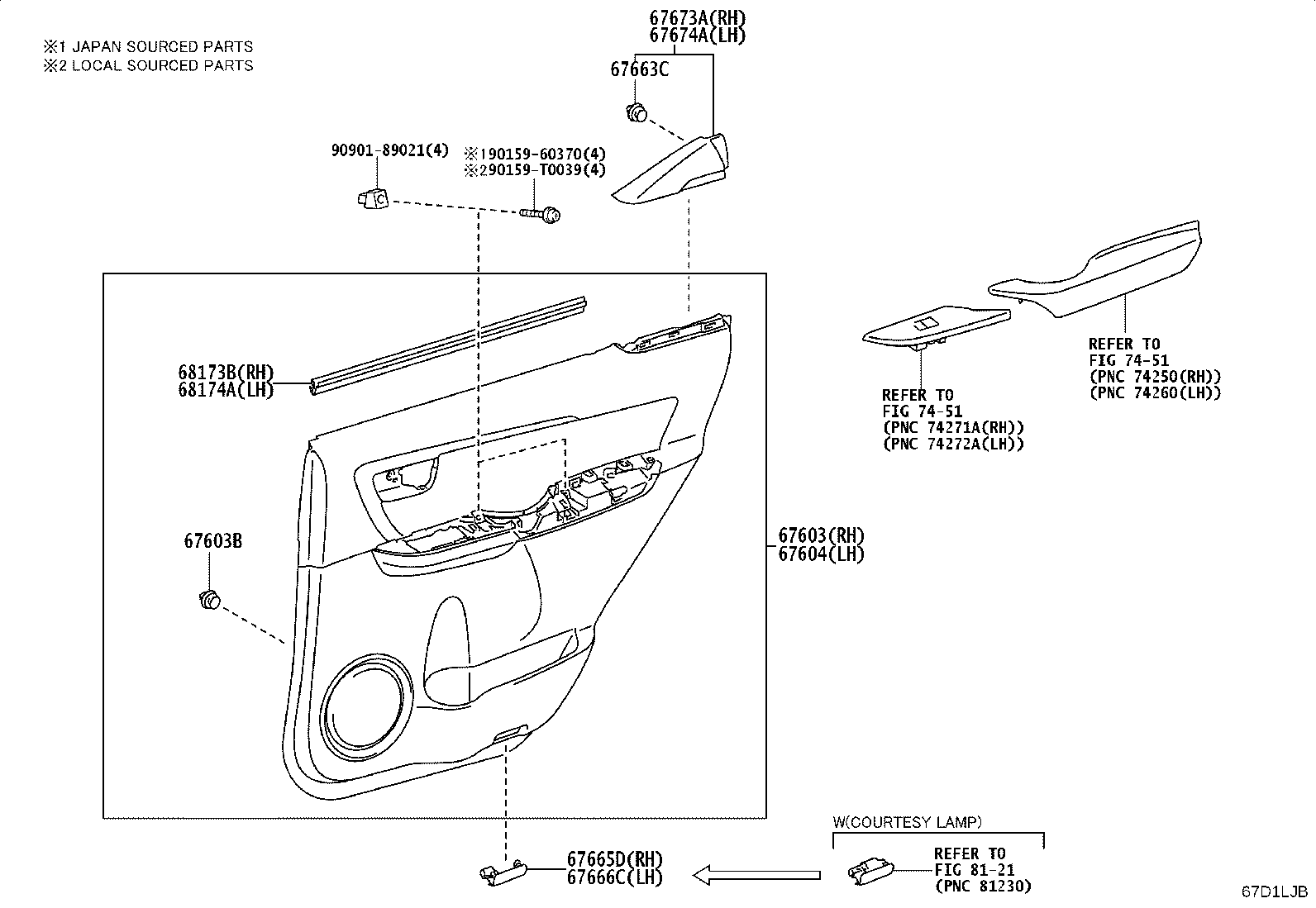 67640-0KA70-C5 BOARD SUB-ASSY, REAR DOOR TRIM, LH product image