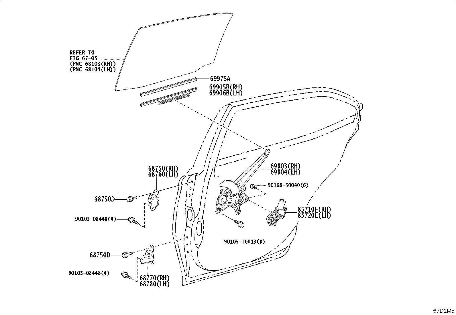 69804-0K110 REGULATOR SUB-ASSY, REAR DOOR WINDOW, LH product image