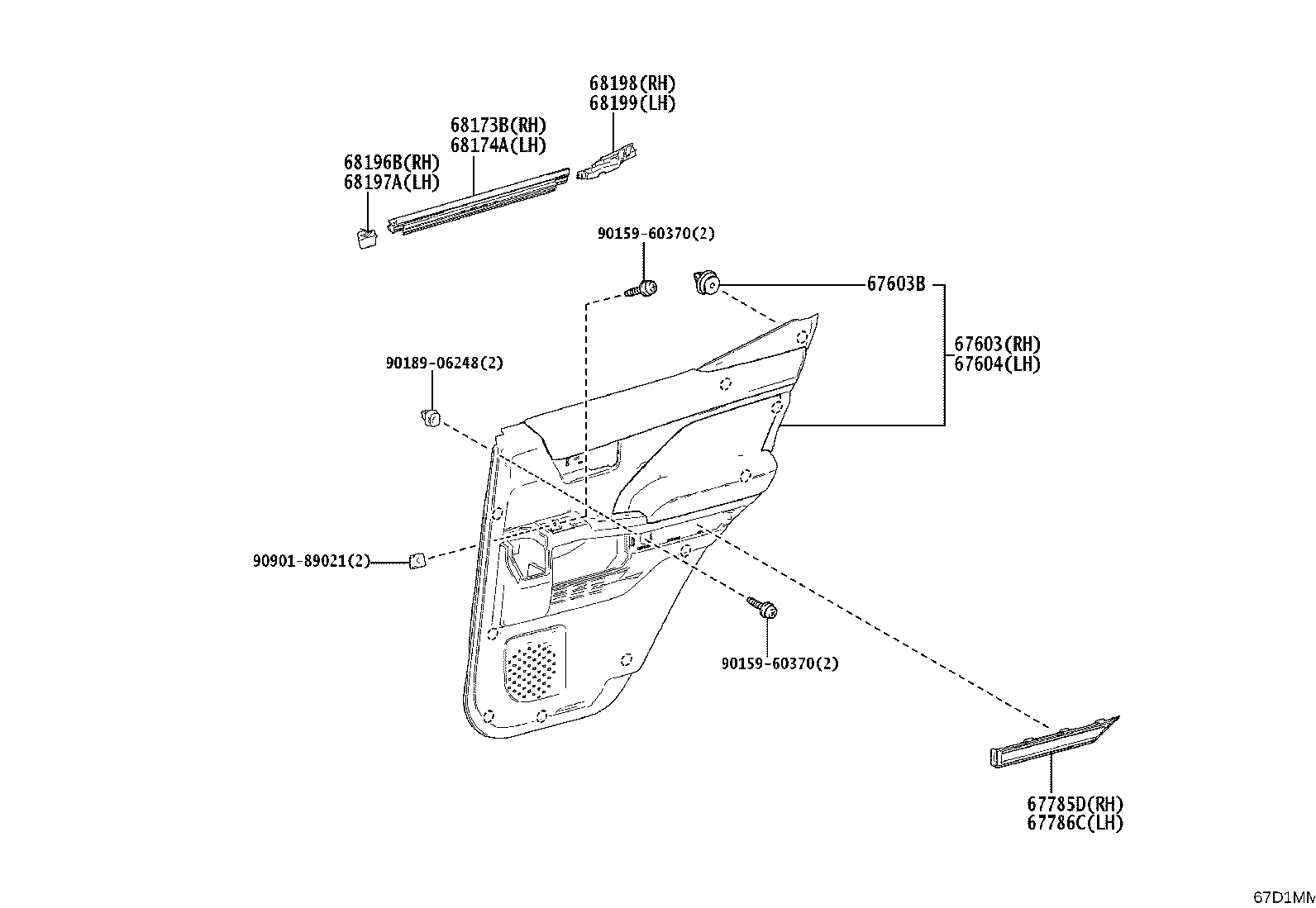 67871-35100 WEATHERSTRIP, REAR DOOR, RH product image