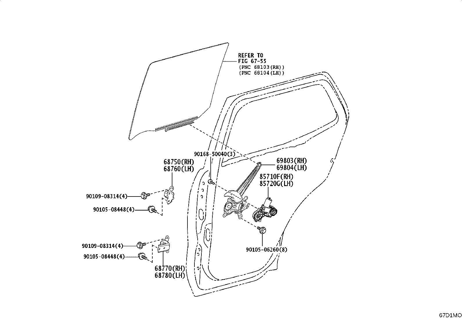69804-35070 REGULATOR SUB-ASSY, REAR DOOR WINDOW, LH product image