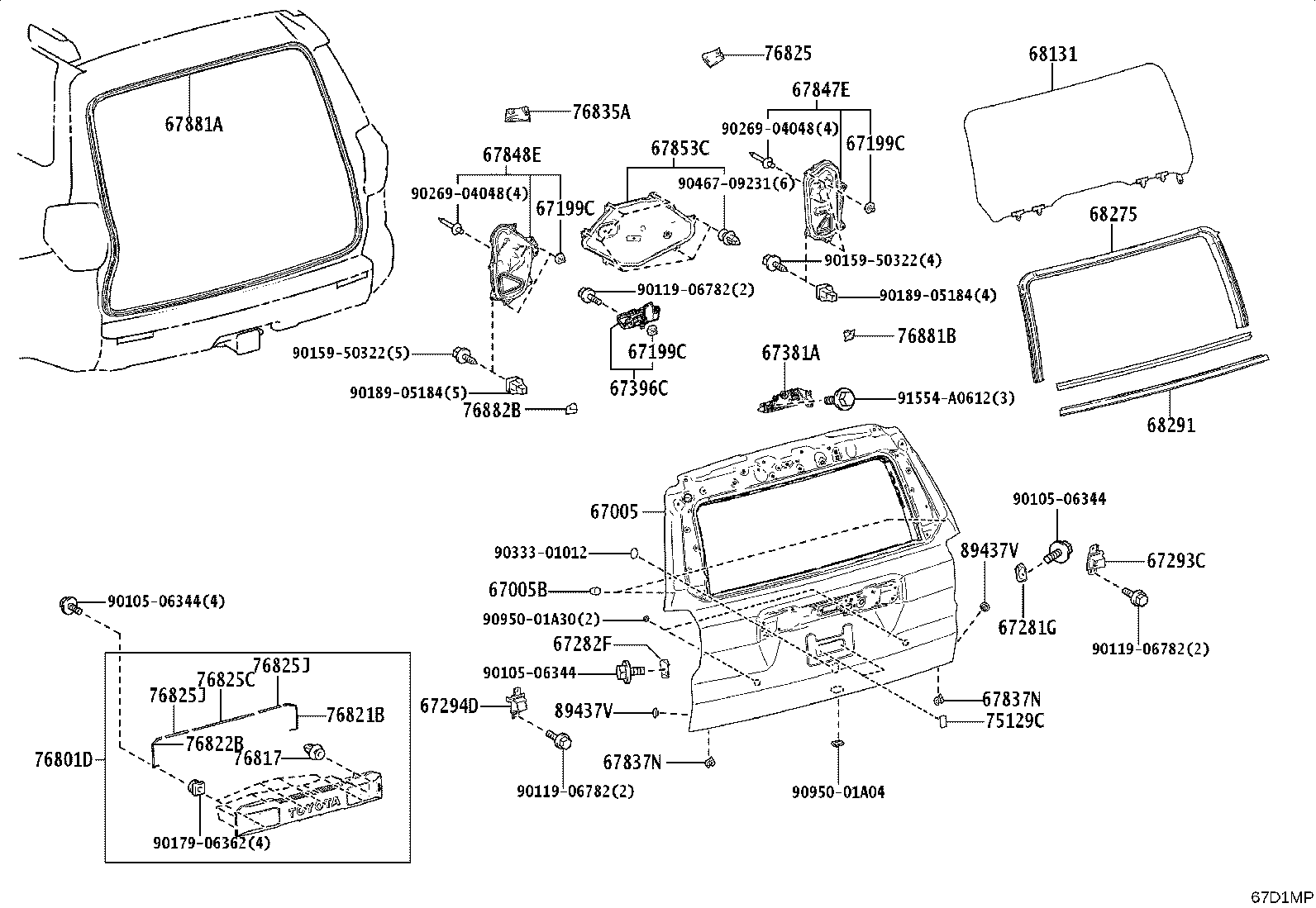 67005-35530 PANEL SUB-ASSY, BACK DOOR product image