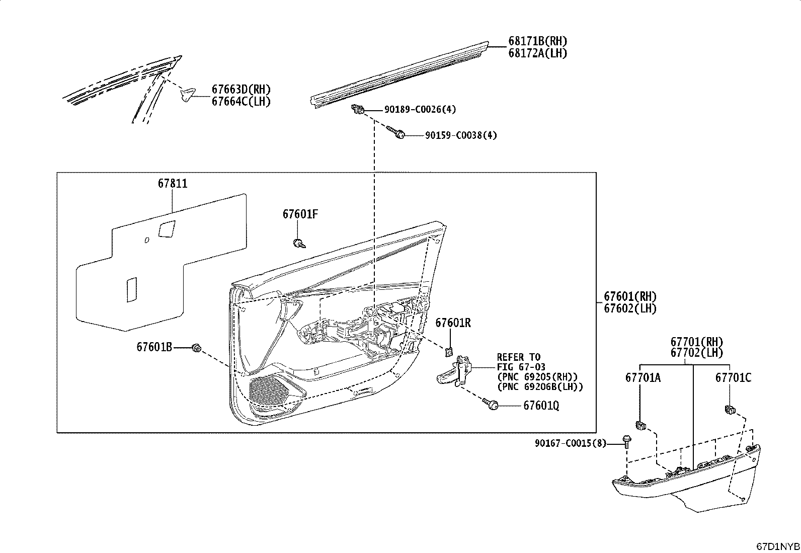 67402-03030 FRAME SUB-ASSY, FRONT DOOR, FRONT LOWER LH product image