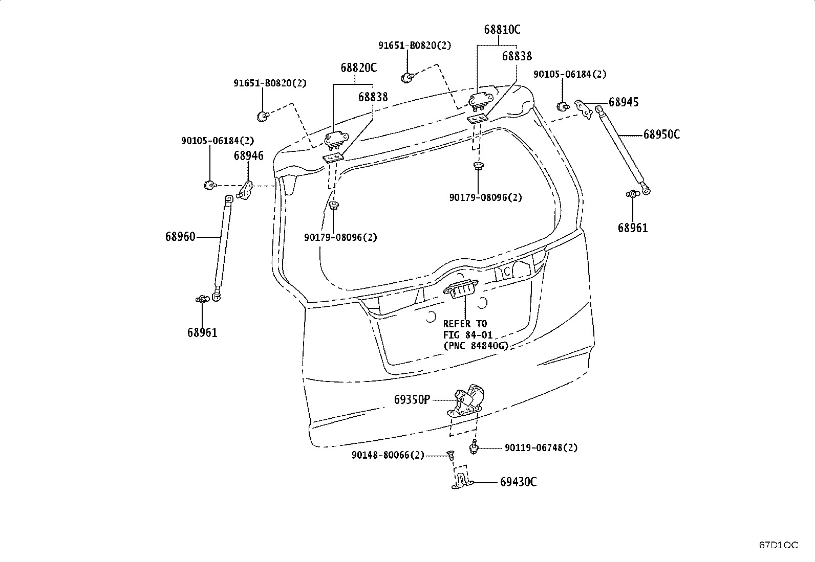 68810-52080 HINGE ASSY, BACK DOOR, RH product image