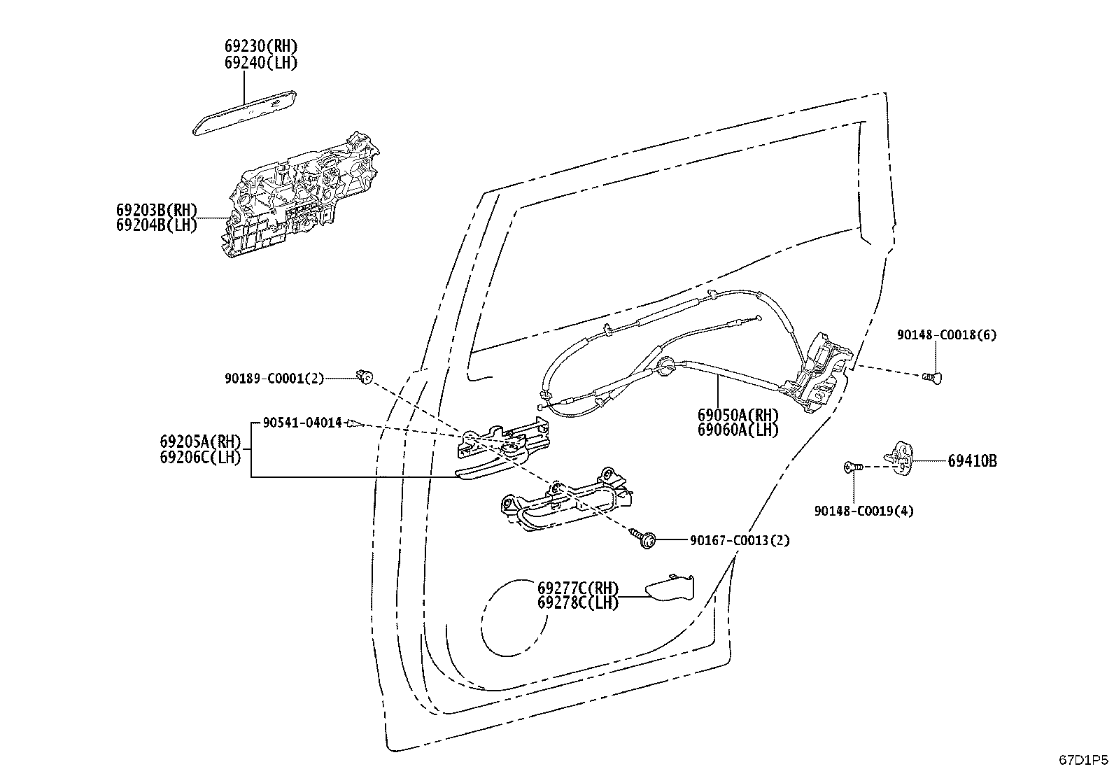 69050-YL010 LOCK ASSY, REAR DOOR W/MOTOR, RH product image