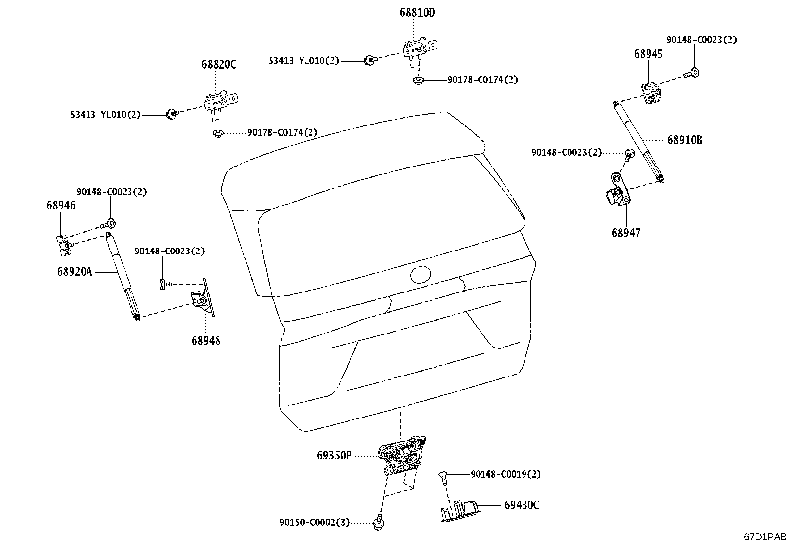 67362-YL010 HINGE ASSY, BACK DOOR, LH product image
