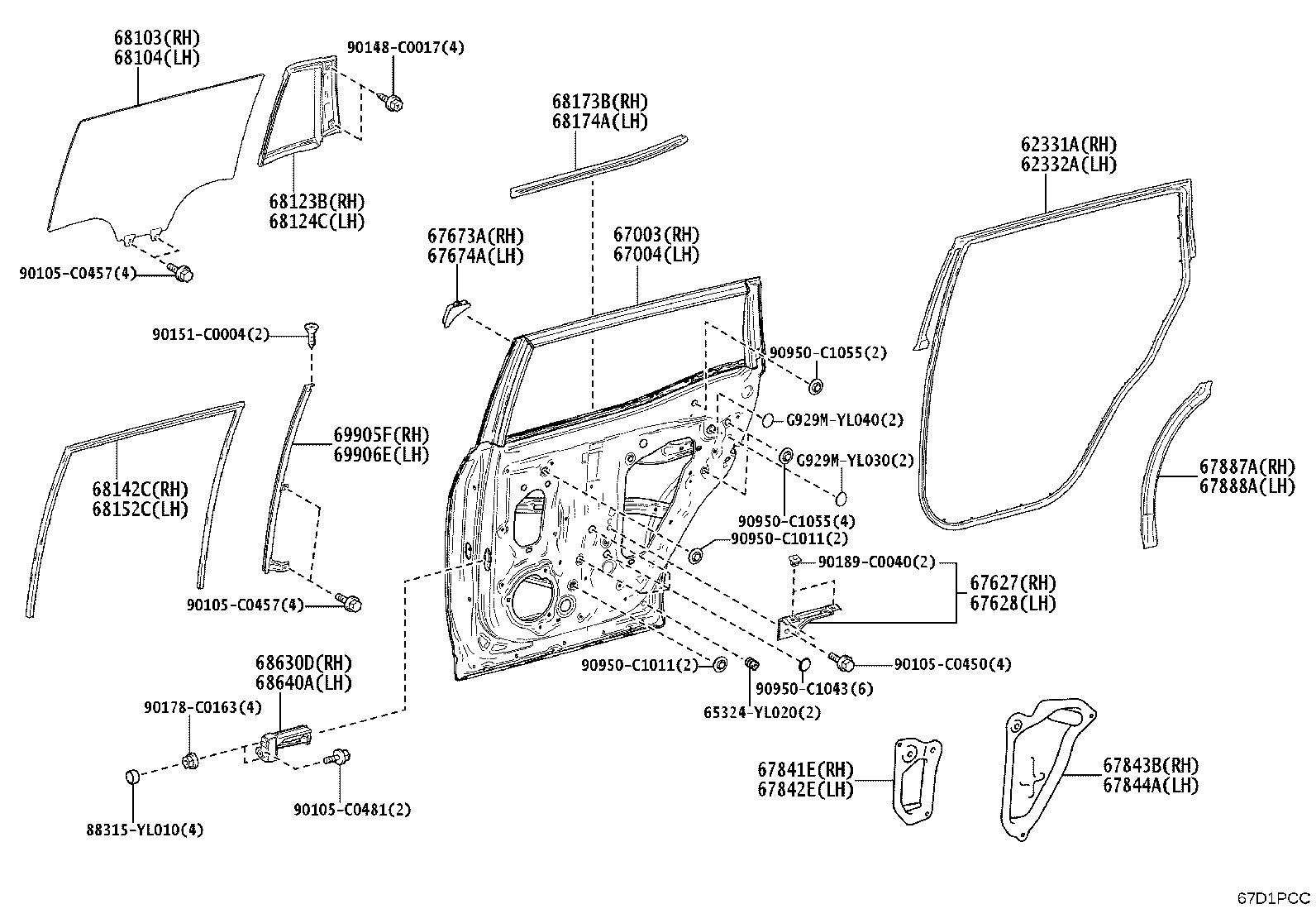 67017-YL010 PANEL SUB-ASSY, REAR DOOR, RH product image