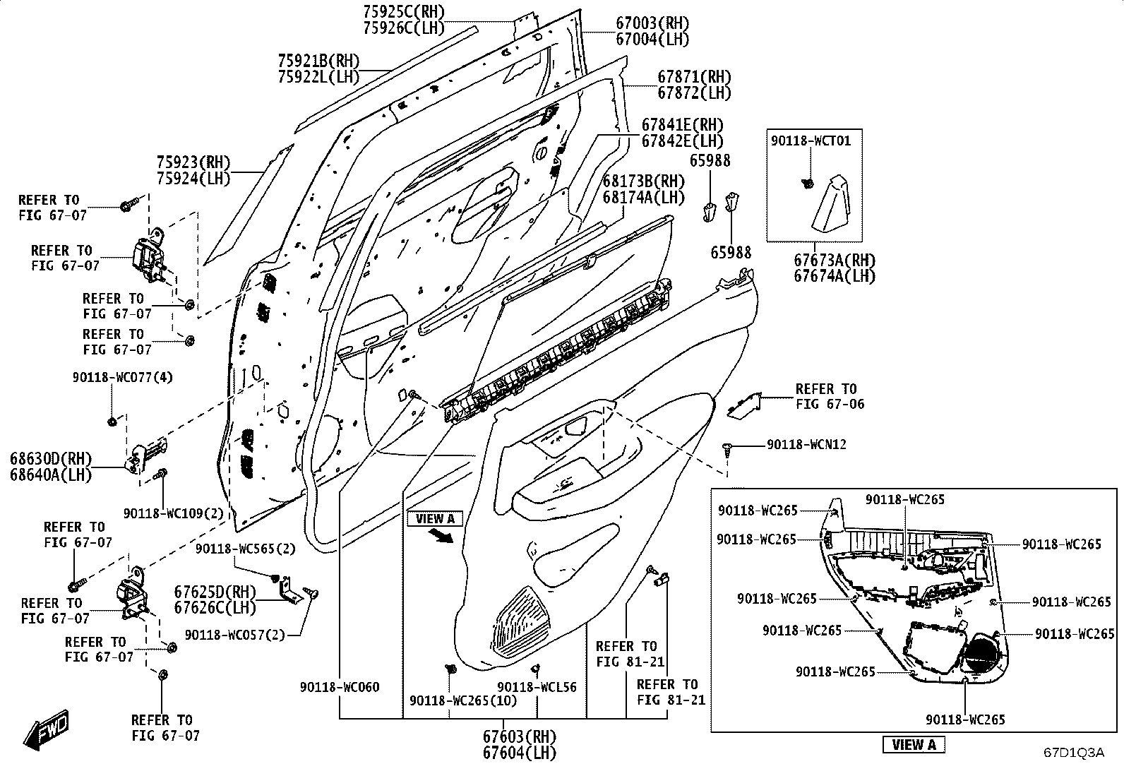 67003-WC015 PANEL SUB-ASSY, REAR DOOR, RH product image