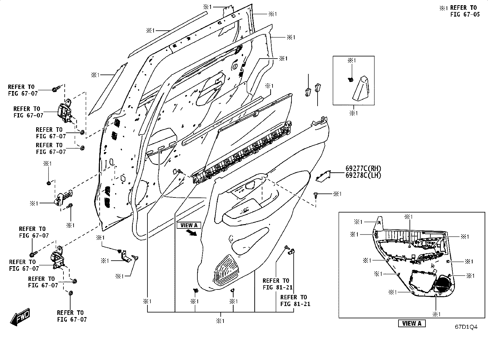 69203-WC004 FRAME SUB-ASSY, REAR DOOR OUTSIDE HANDLE, RH product image