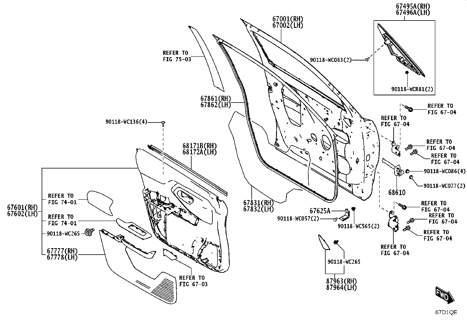67404-WC009 FRAME SUB-ASSY, FRONT DOOR, REAR LOWER LH product image