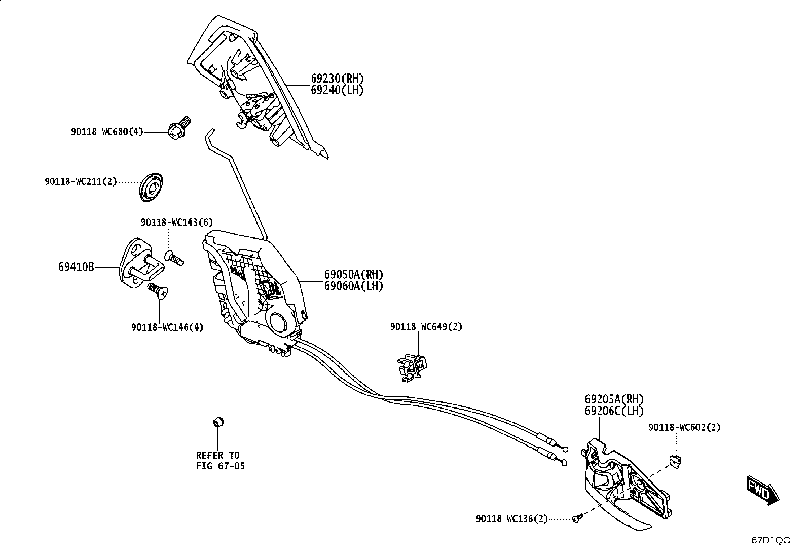 69050-WC026 LOCK ASSY, REAR DOOR W/MOTOR, RH product image