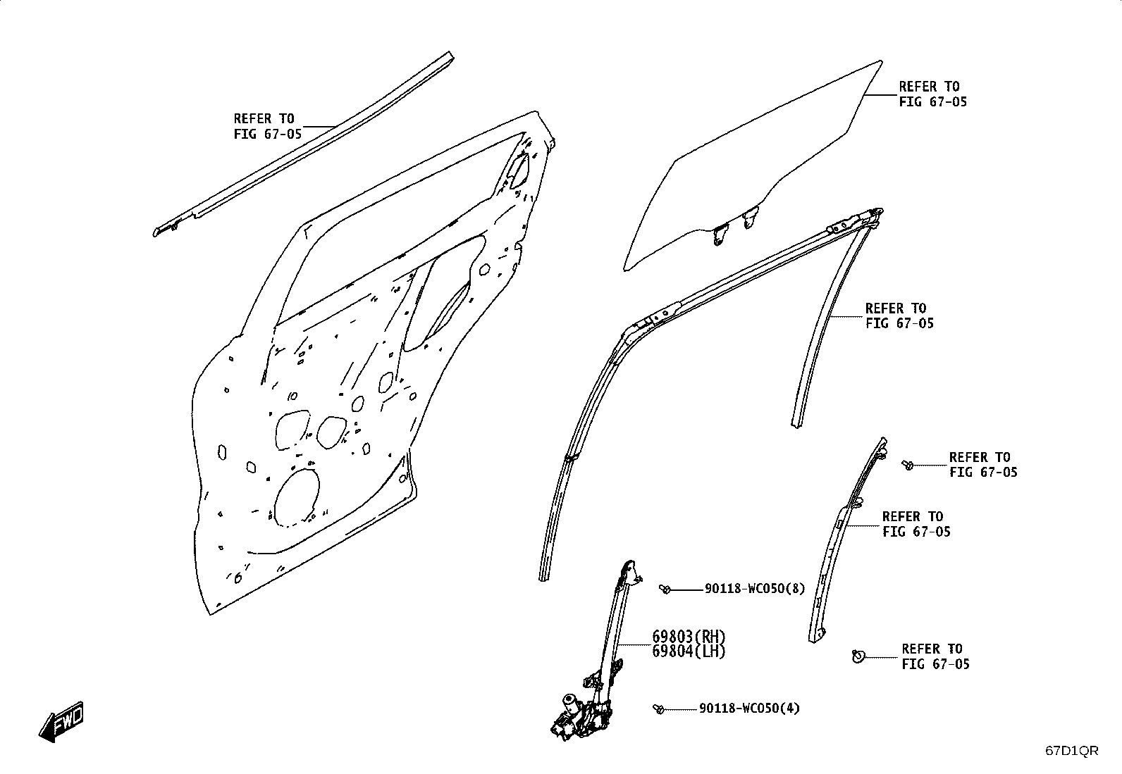 69830-WC011 REGULATOR SUB-ASSY, REAR DOOR WINDOW, RH product image